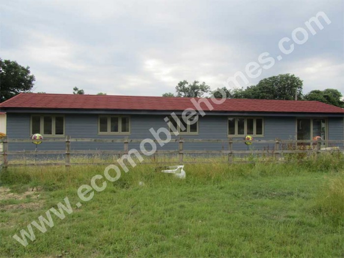 65 x 22 ft MobileHome with Blue Weatherboard Cladding Eco Mobile Homes